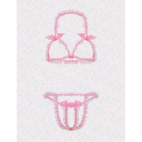 Cut Out Frill Bordered Sexy Set (Pink)