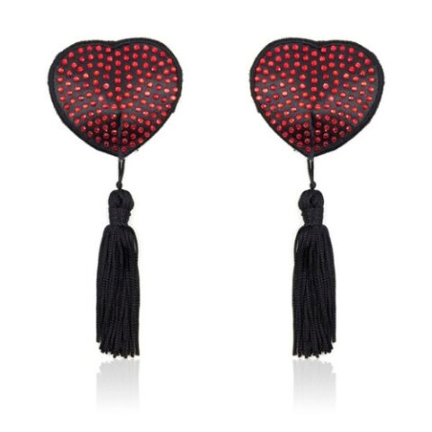 Heart Rhinestone Nipple Pasties (Red)