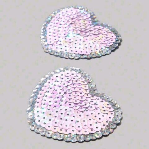 Heart Shaped Sequin Detail Nipple Pasties (Pink and Silver) - Side