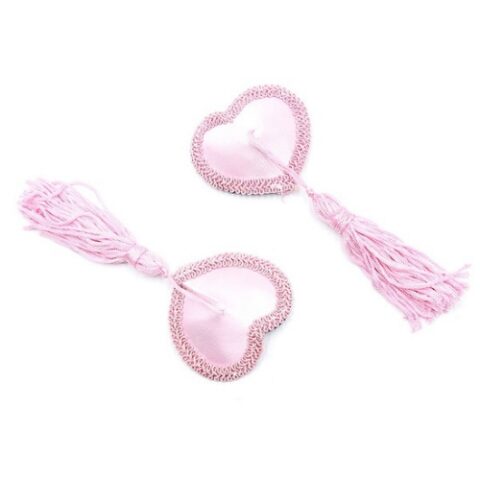 Satin Look Heart Tassel Pasties (Pink)