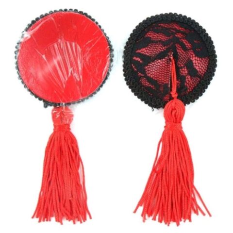 Sexy Lace Overlay Nipple Pasties with Tassel Front and Back